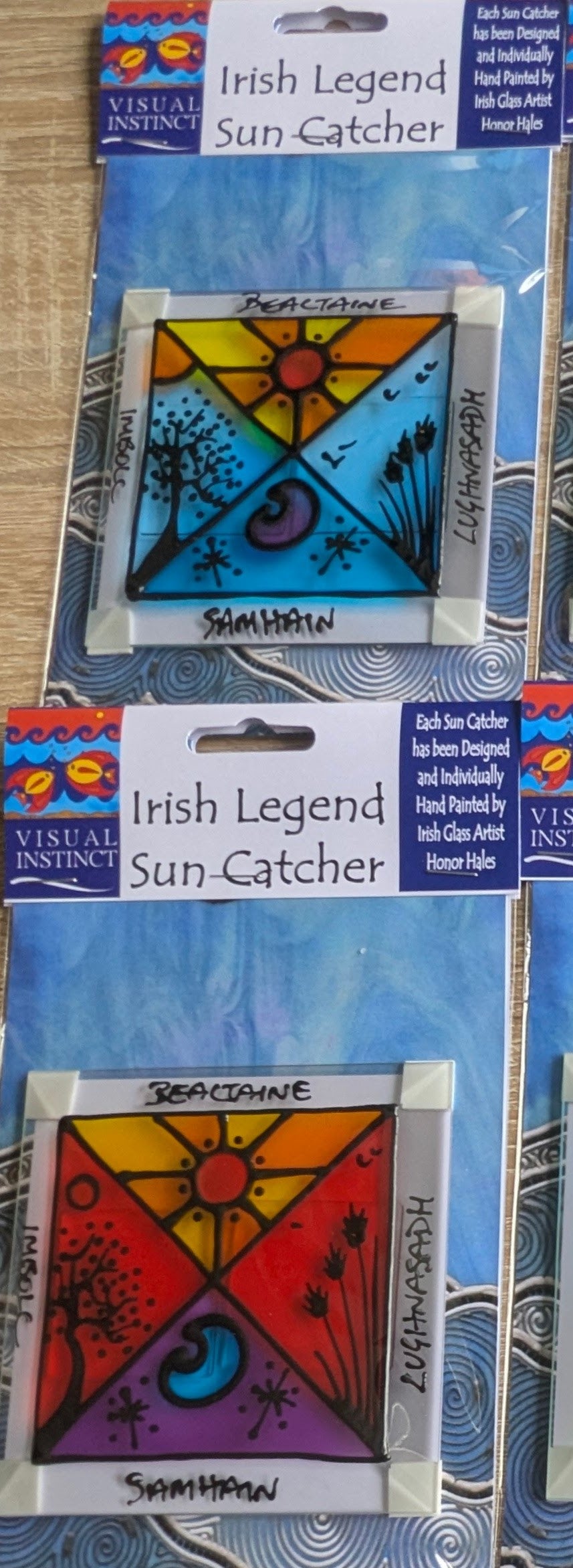 Hand-painted glass Suncatchers - Large Square "Irish Legends"